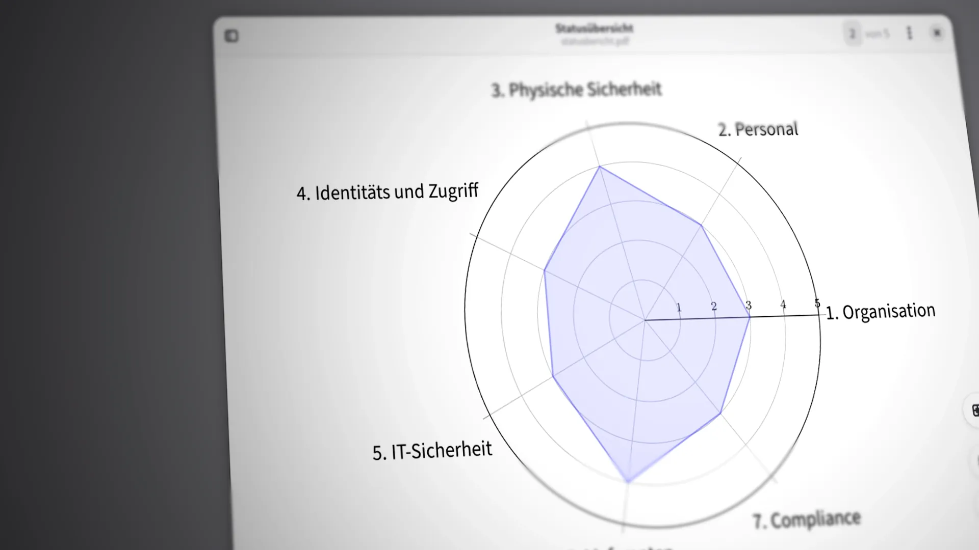 Ansicht eines Radar-Charts erstellt aus Markdown. Die Inhalte kommen von Snippets, die automatisch in die Dokumente schauen.