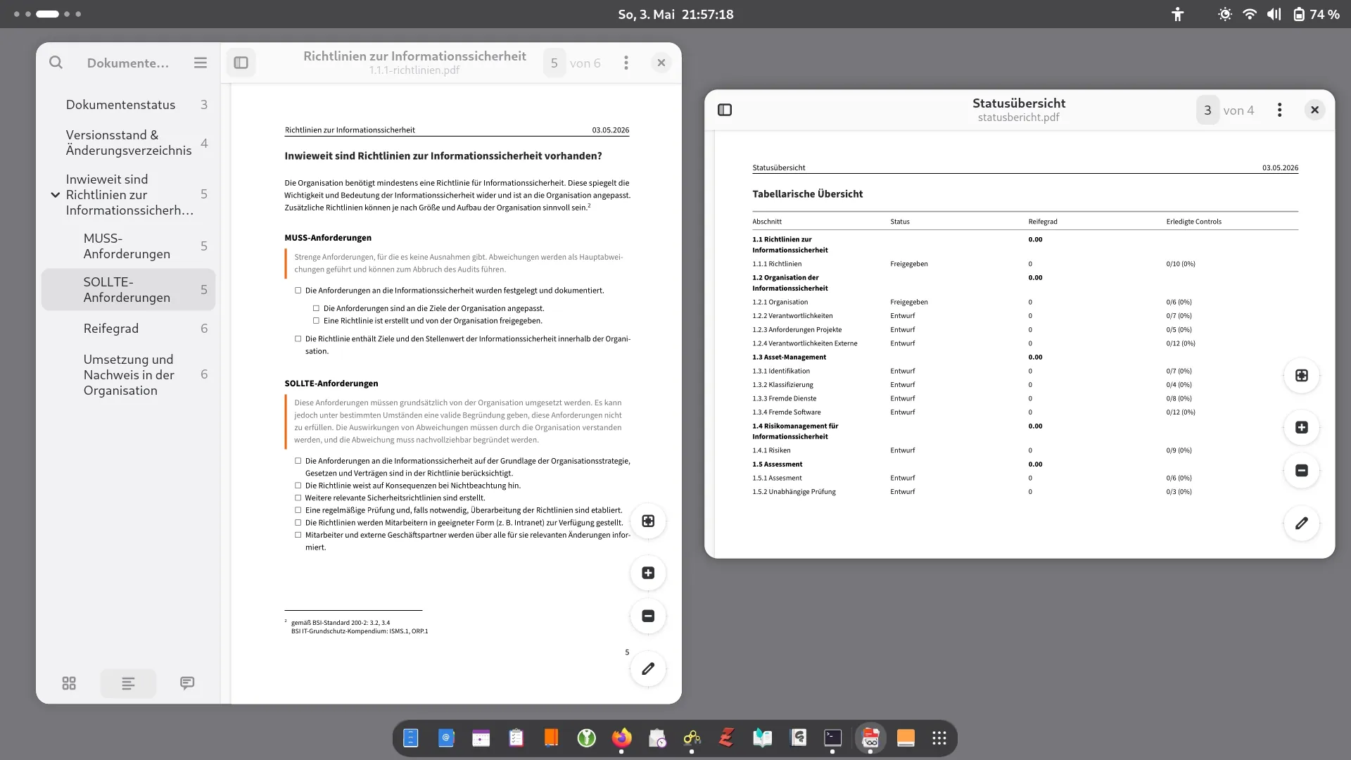 Ansicht von generierten PDF-Dokumenten