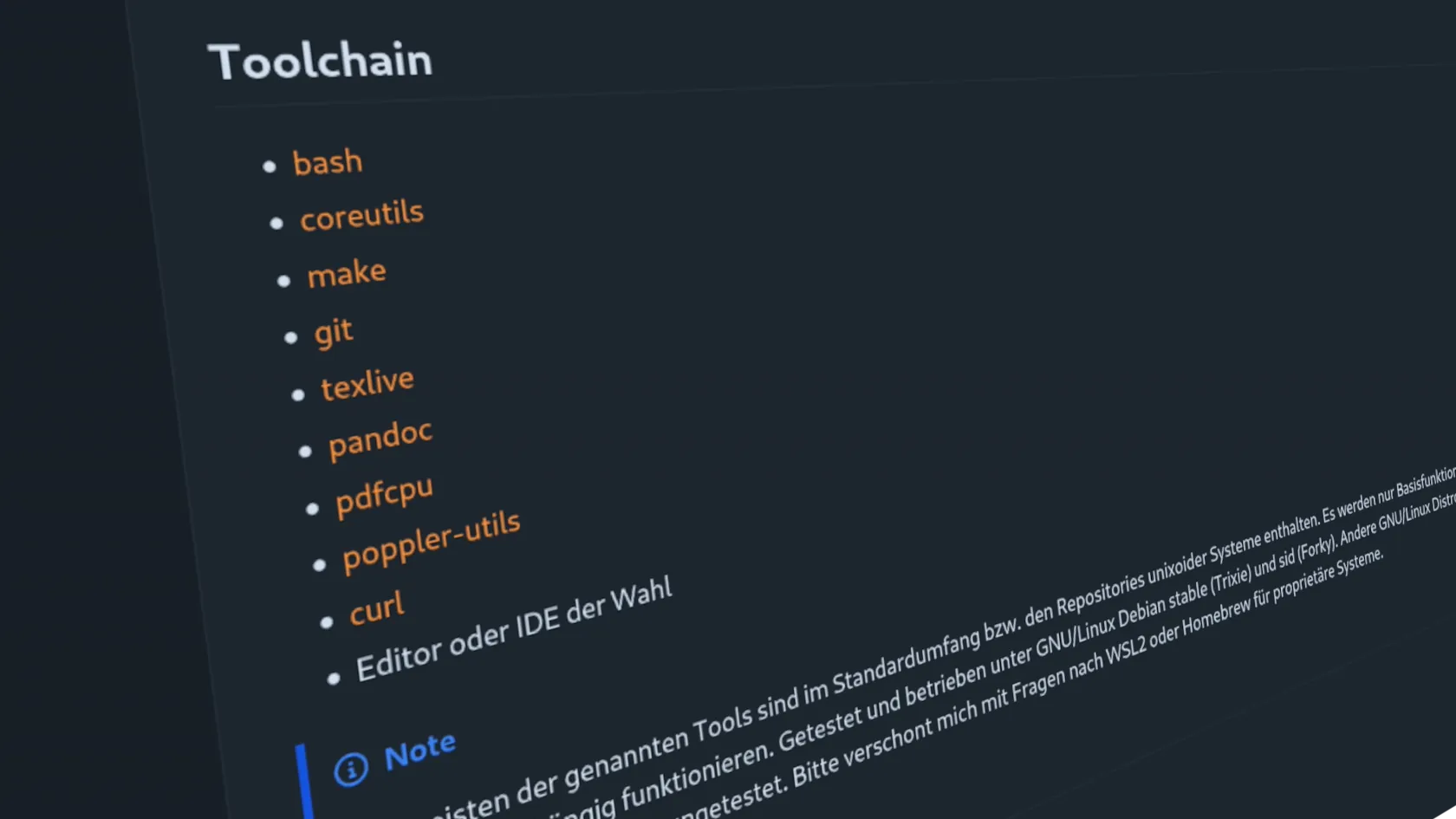 Ansicht der Toolchain